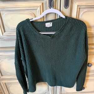 La Hearts Forest Green V-Neck Sweater